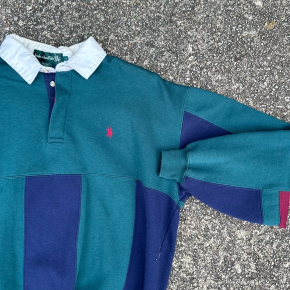 Polo by Ralph Lauren Men's Teal and Navy Casual Shirt - Picture 1 of 7